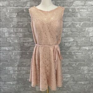 Mori Lee Blush Lace Mini Dress